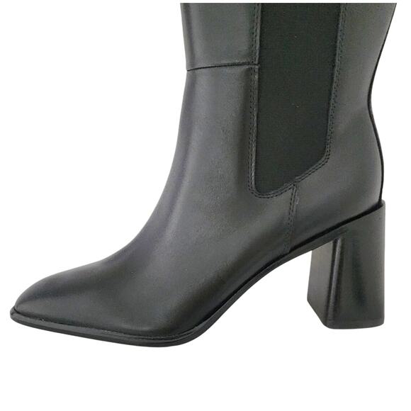 Nordstrom Tyra Black Tall Knee High Boot Sz 8.5 Leather Pull-On Elastic Gore NIB - Picture 12 of 14